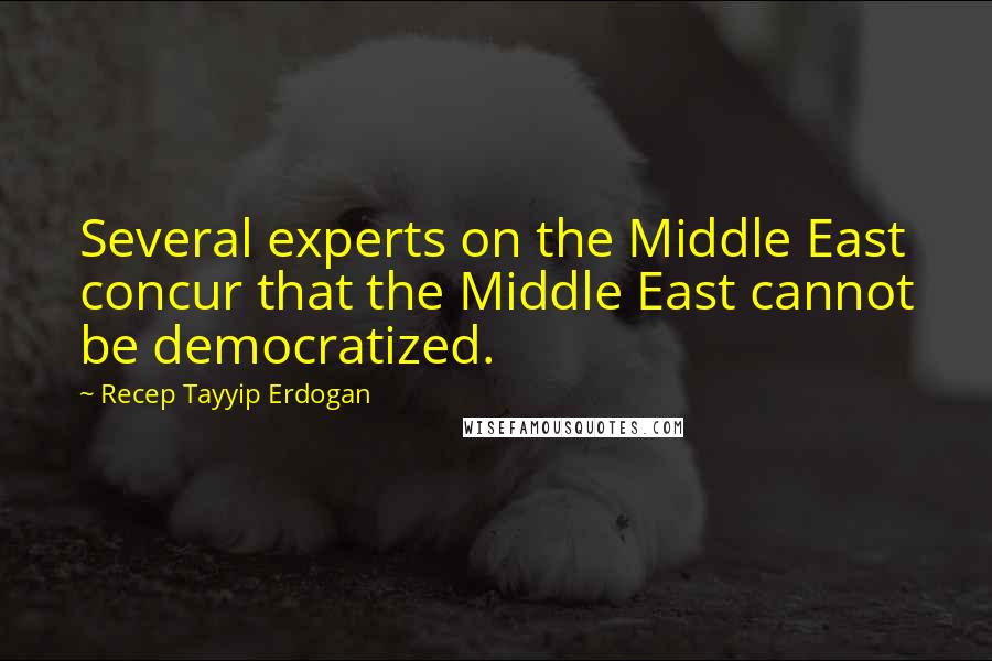 Recep Tayyip Erdogan quotes: Several experts on the Middle East concur that the Middle East cannot be democratized.