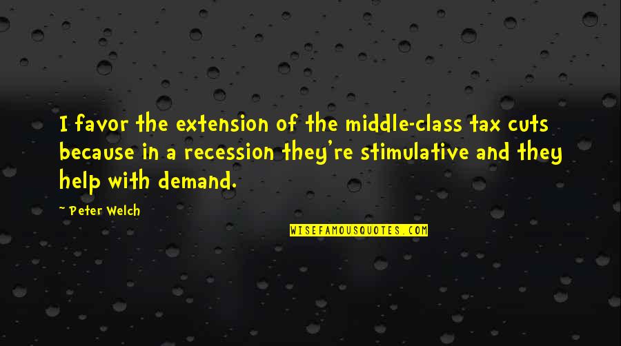 Recession Quotes By Peter Welch: I favor the extension of the middle-class tax