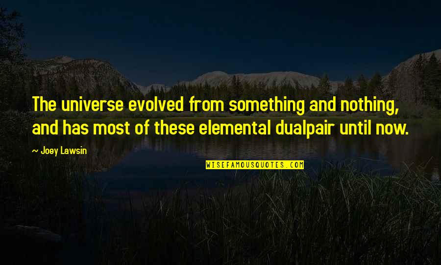 Rechemele Quotes By Joey Lawsin: The universe evolved from something and nothing, and Rechemele Quotes By Joey Lawsin: The universe evolved from something and nothing, and