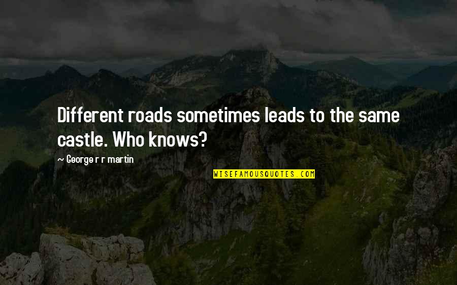 Recibiendo Era Quotes By George R R Martin: Different roads sometimes leads to the same castle. Recibiendo Era Quotes By George R R Martin: Different roads sometimes leads to the same castle.