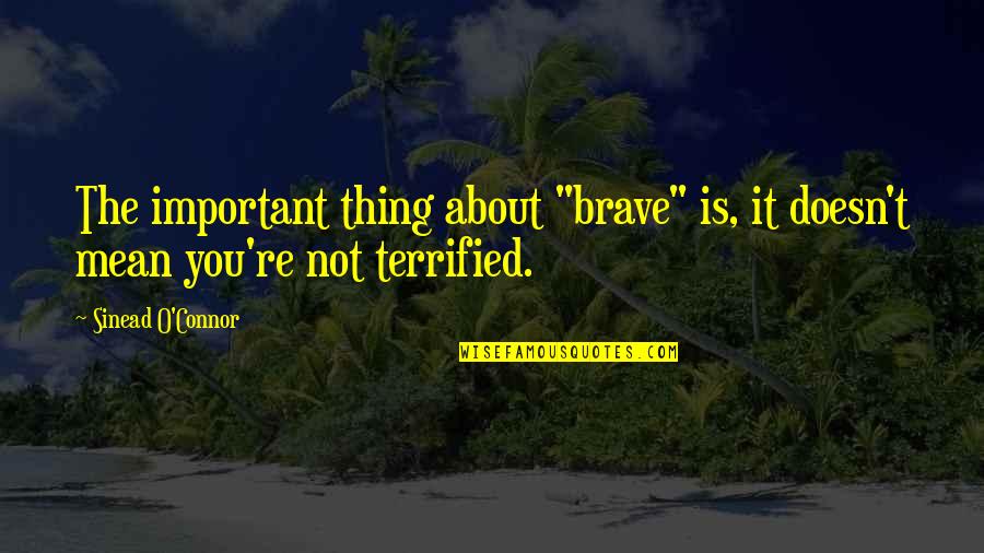 Recidivism Rates Quotes By Sinead O'Connor: The important thing about "brave" is, it doesn't