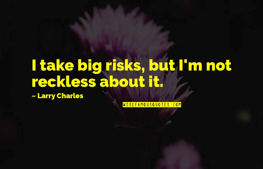 Reckless Quotes By Larry Charles: I take big risks, but I'm not reckless