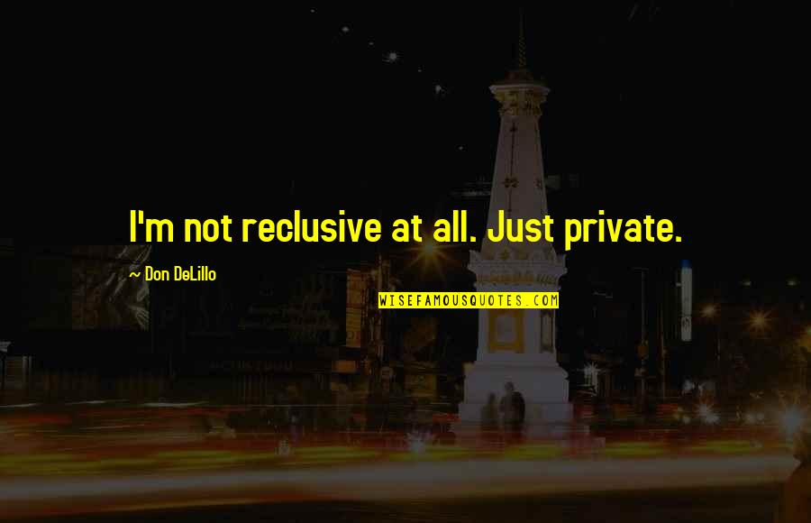 Reclusiveness Quotes By Don DeLillo: I'm not reclusive at all. Just private.