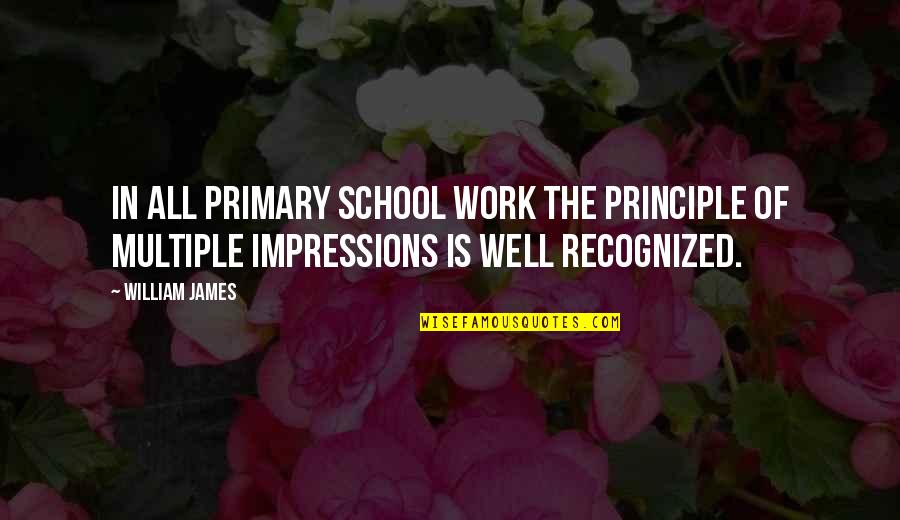 Recognized Quotes By William James: In all primary school work the principle of