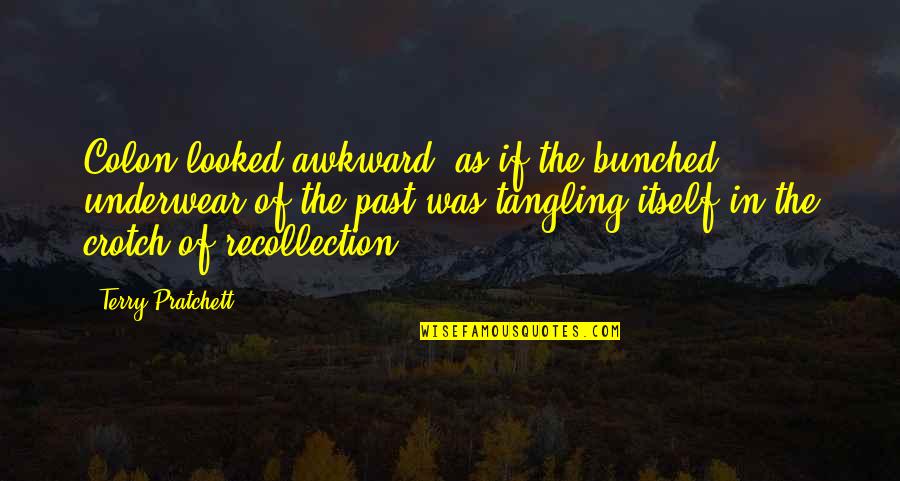 Recollection Quotes By Terry Pratchett: Colon looked awkward, as if the bunched underwear