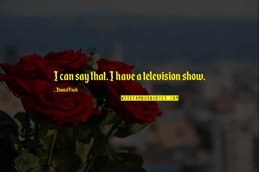 Reconstructionist Quotes By Daniel Tosh: I can say that. I have a television