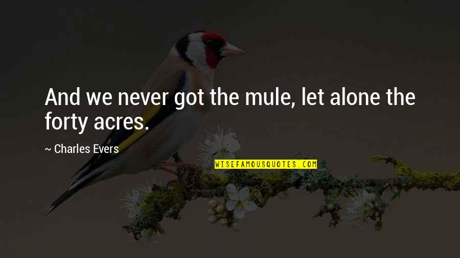Reconstruyendo Quotes By Charles Evers: And we never got the mule, let alone Reconstruyendo Quotes By Charles Evers: And we never got the mule, let alone