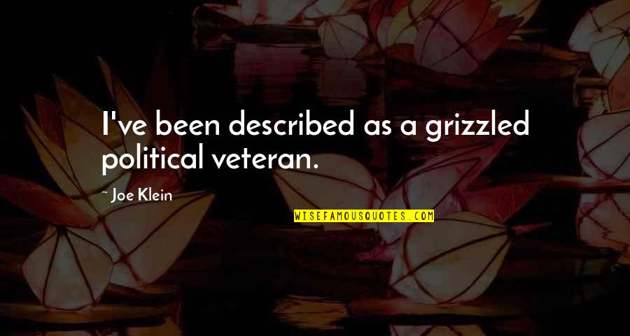 Recouping Synonym Quotes By Joe Klein: I've been described as a grizzled political veteran.