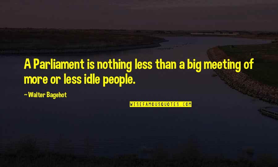 Recreation Motivation Quotes By Walter Bagehot: A Parliament is nothing less than a big