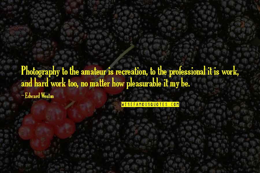Recreation Quotes By Edward Weston: Photography to the amateur is recreation, to the