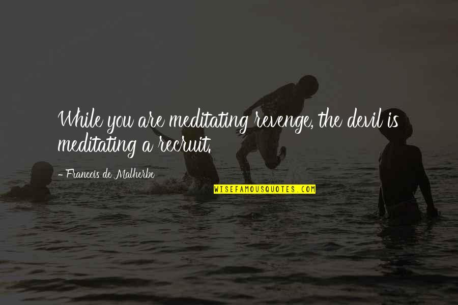 Recruit's Quotes By Francois De Malherbe: While you are meditating revenge, the devil is