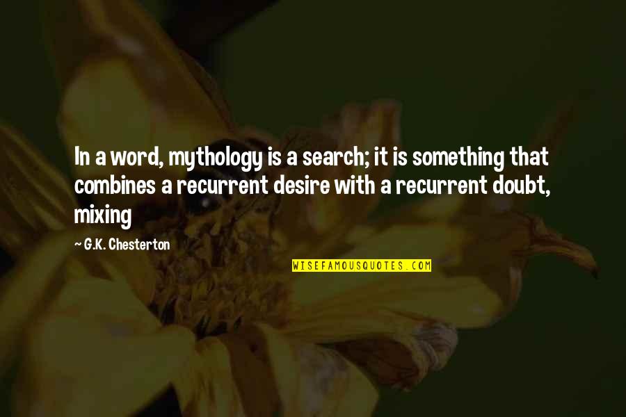 Recurrent Quotes By G.K. Chesterton: In a word, mythology is a search; it