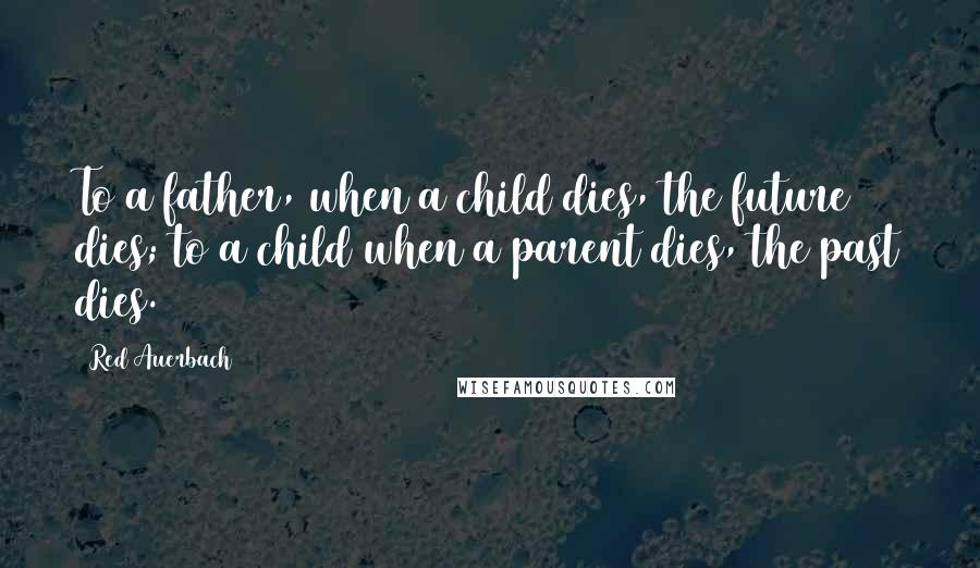 Red Auerbach quotes: To a father, when a child dies, the future dies; to a child when a parent dies, the past dies.