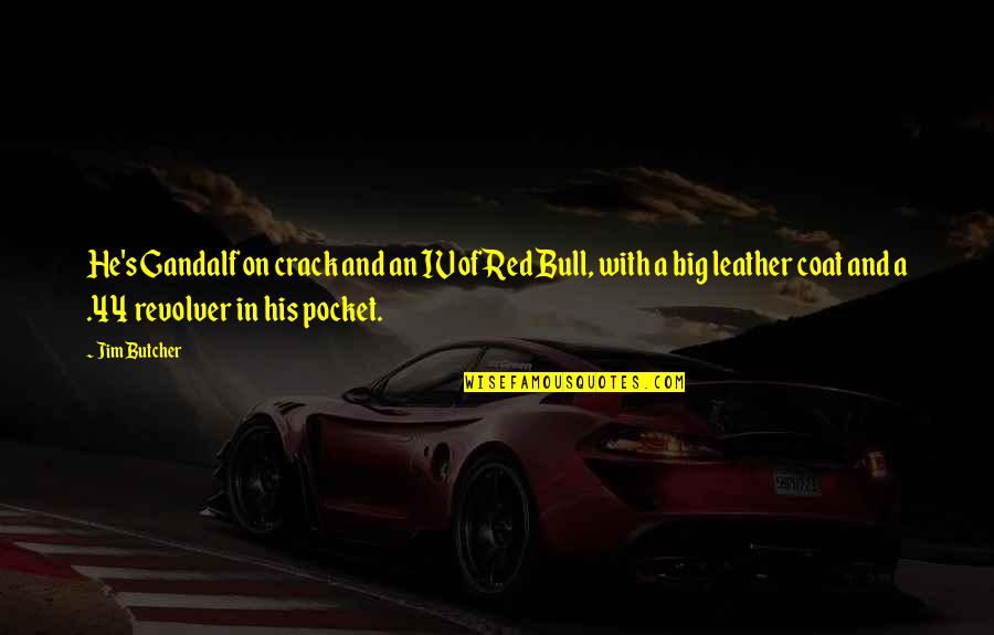 Red Bull Quotes By Jim Butcher: He's Gandalf on crack and an IV of