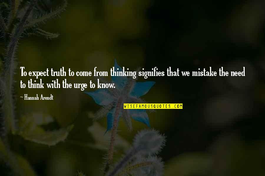 Red Lights Movie Quotes By Hannah Arendt: To expect truth to come from thinking signifies Red Lights Movie Quotes By Hannah Arendt: To expect truth to come from thinking signifies