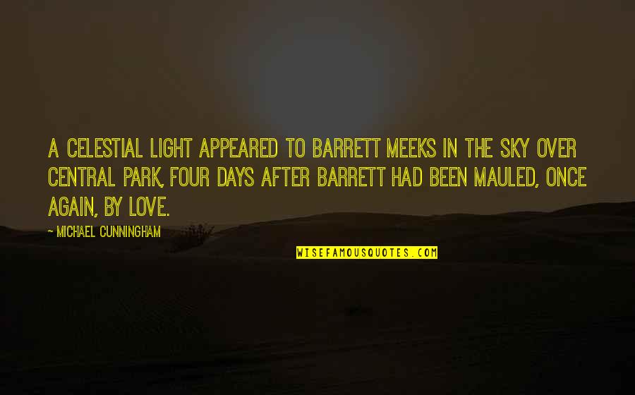 Red Pouty Lips Quotes By Michael Cunningham: A celestial light appeared to Barrett Meeks in Red Pouty Lips Quotes By Michael Cunningham: A celestial light appeared to Barrett Meeks in