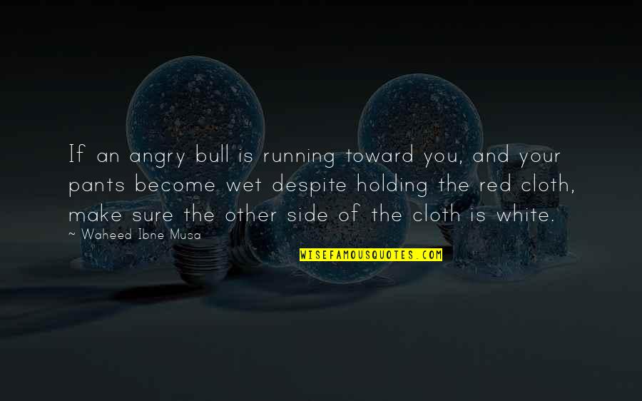 Red Quotes Quotes By Waheed Ibne Musa: If an angry bull is running toward you,