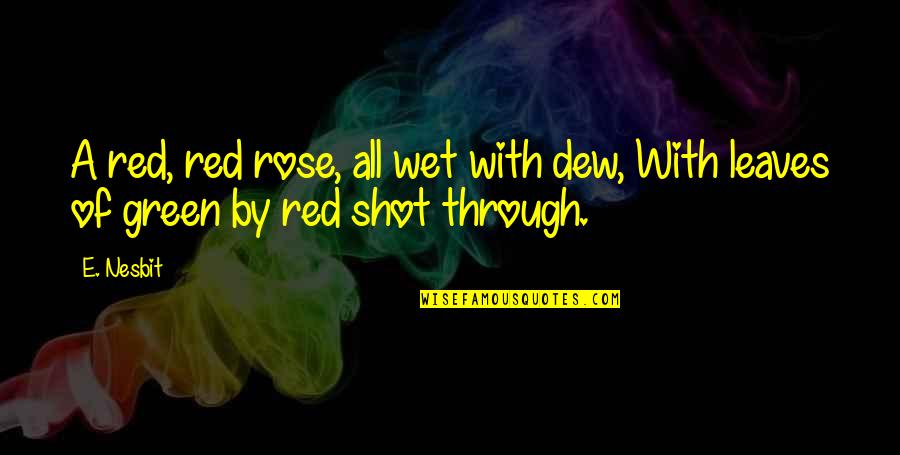 Red Rose Quotes By E. Nesbit: A red, red rose, all wet with dew,