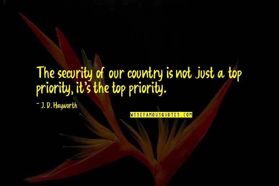 Red Will Danaher Quotes By J. D. Hayworth: The security of our country is not just