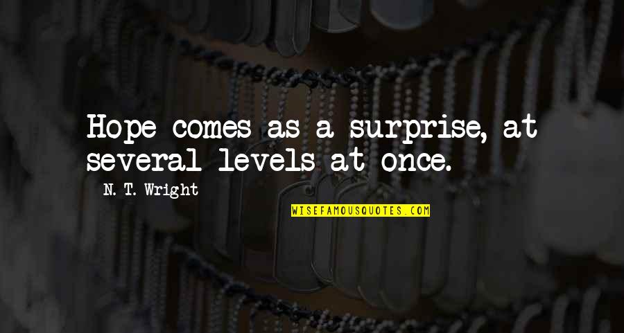 Redder Quotes By N. T. Wright: Hope comes as a surprise, at several levels Redder Quotes By N. T. Wright: Hope comes as a surprise, at several levels