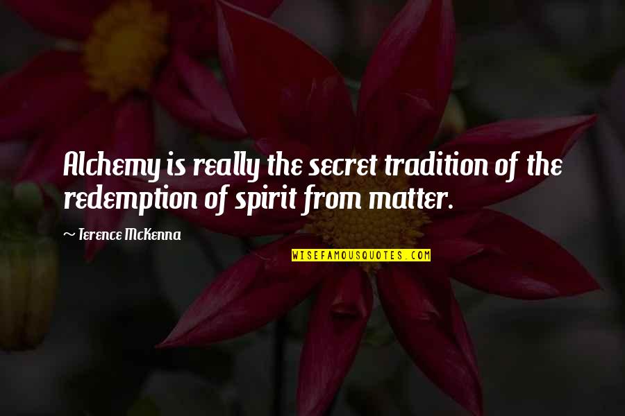 Redemption Inspirational Quotes By Terence McKenna: Alchemy is really the secret tradition of the