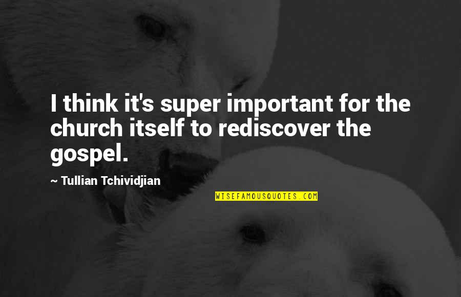 Rediscover You Quotes By Tullian Tchividjian: I think it's super important for the church