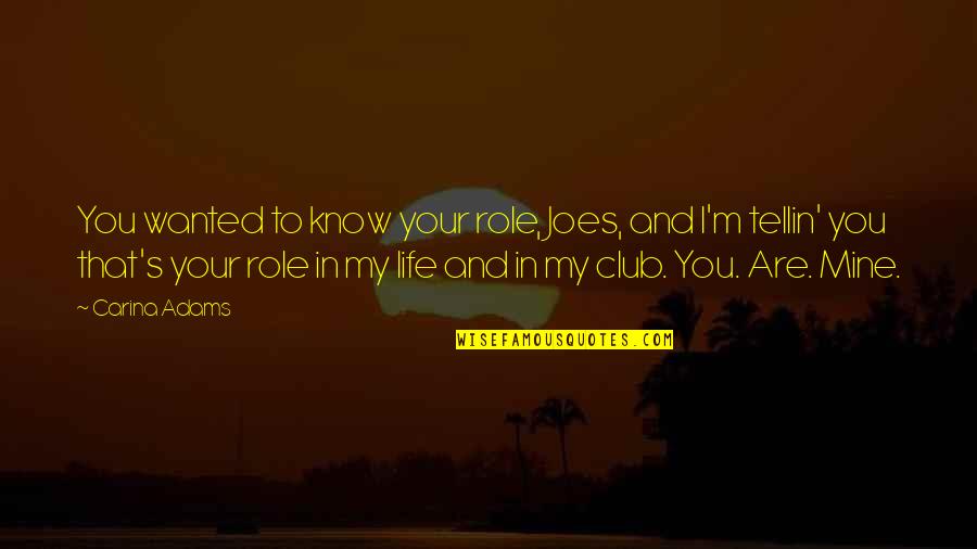 Redoblar Quotes By Carina Adams: You wanted to know your role, Joes, and Redoblar Quotes By Carina Adams: You wanted to know your role, Joes, and