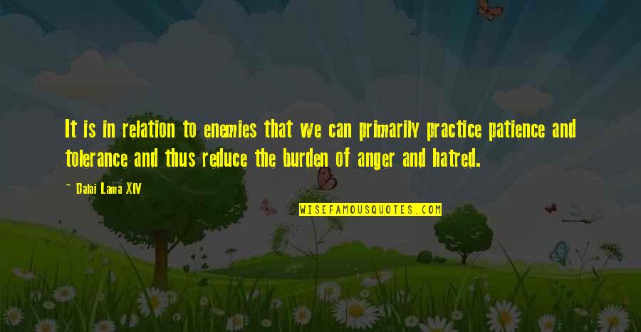 Reduce Anger Quotes By Dalai Lama XIV: It is in relation to enemies that we