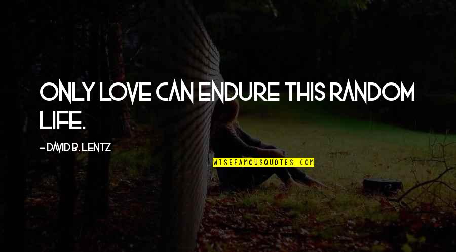 Reduce Reuse Recycle Quotes By David B. Lentz: Only love can endure this random life.