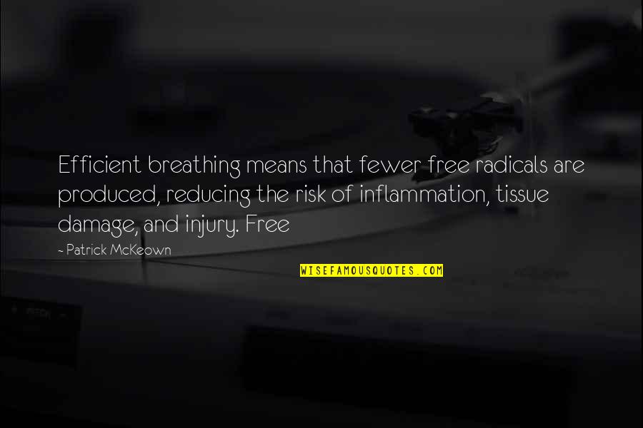 Reducing Risk Quotes By Patrick McKeown: Efficient breathing means that fewer free radicals are