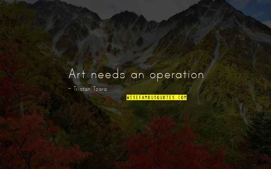 Redundancy Cover Quotes By Tristan Tzara: Art needs an operation