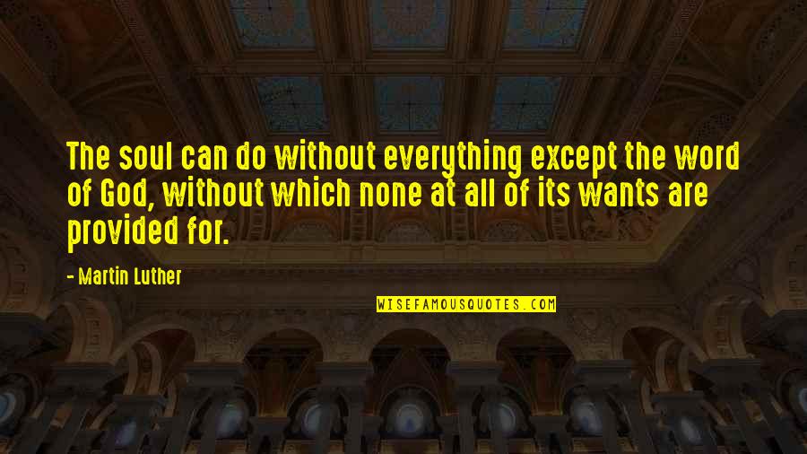 Reece Anders Quotes By Martin Luther: The soul can do without everything except the