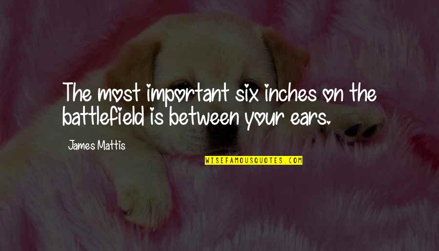 Reeks Synonym Quotes By James Mattis: The most important six inches on the battlefield