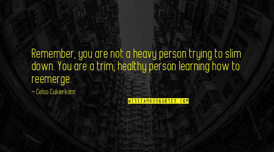 Reemerge Quotes By Celso Cukierkorn: Remember, you are not a heavy person trying