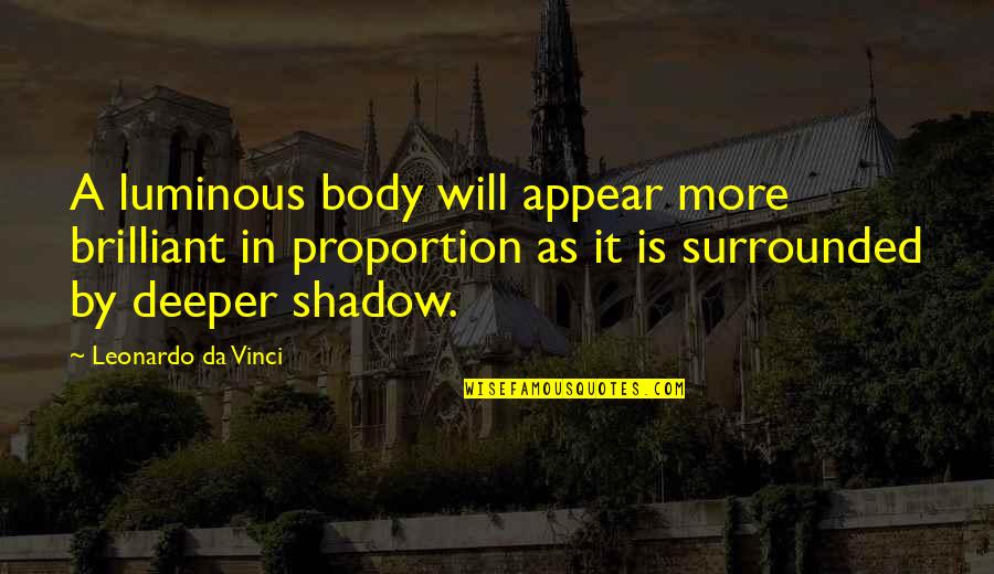 Reenactments East Quotes By Leonardo Da Vinci: A luminous body will appear more brilliant in Reenactments East Quotes By Leonardo Da Vinci: A luminous body will appear more brilliant in
