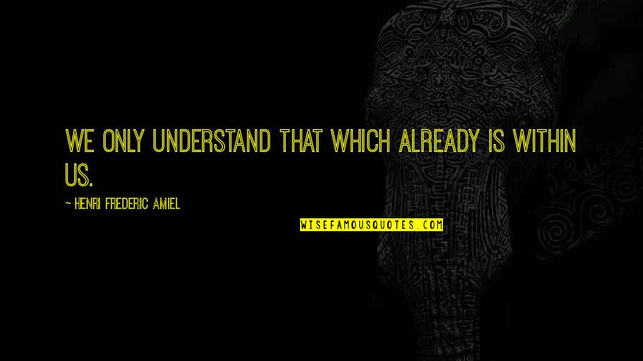 Reens The Alchemist Quotes By Henri Frederic Amiel: We only understand that which already is within Reens The Alchemist Quotes By Henri Frederic Amiel: We only understand that which already is within