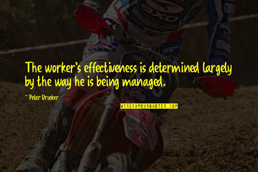 Reestablishment Quotes By Peter Drucker: The worker's effectiveness is determined largely by the
