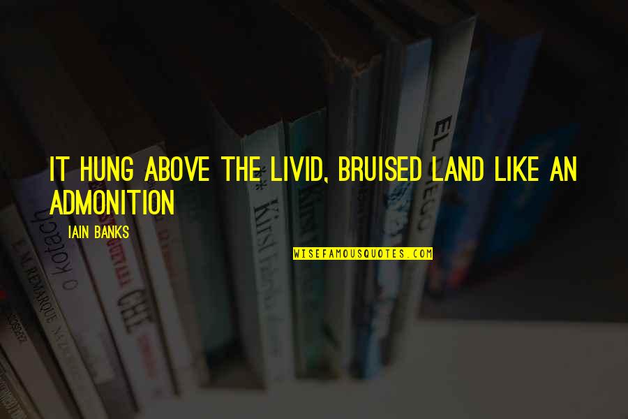 Refaeli Quotes By Iain Banks: It hung above the livid, bruised land like