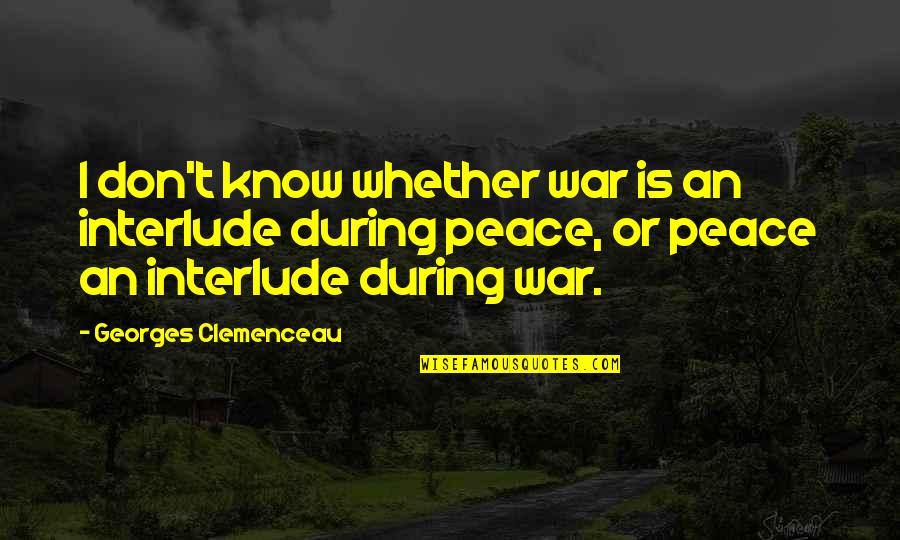 Referentia Quotes By Georges Clemenceau: I don't know whether war is an interlude