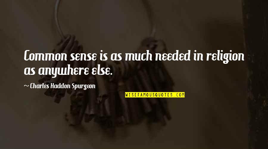 Referentials Quotes By Charles Haddon Spurgeon: Common sense is as much needed in religion Referentials Quotes By Charles Haddon Spurgeon: Common sense is as much needed in religion