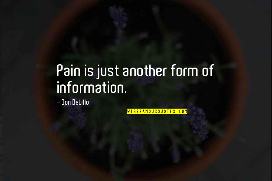 Refinamiento Significado Quotes By Don DeLillo: Pain is just another form of information. Refinamiento Significado Quotes By Don DeLillo: Pain is just another form of information.