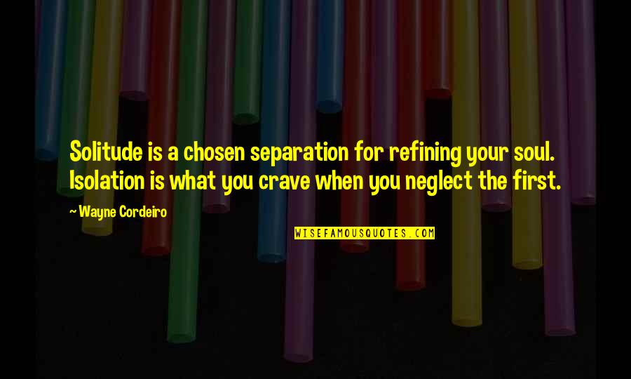Refining Quotes By Wayne Cordeiro: Solitude is a chosen separation for refining your