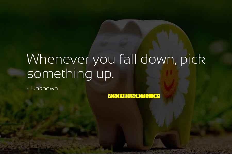 Reflect On Past Quotes By Unknown: Whenever you fall down, pick something up.