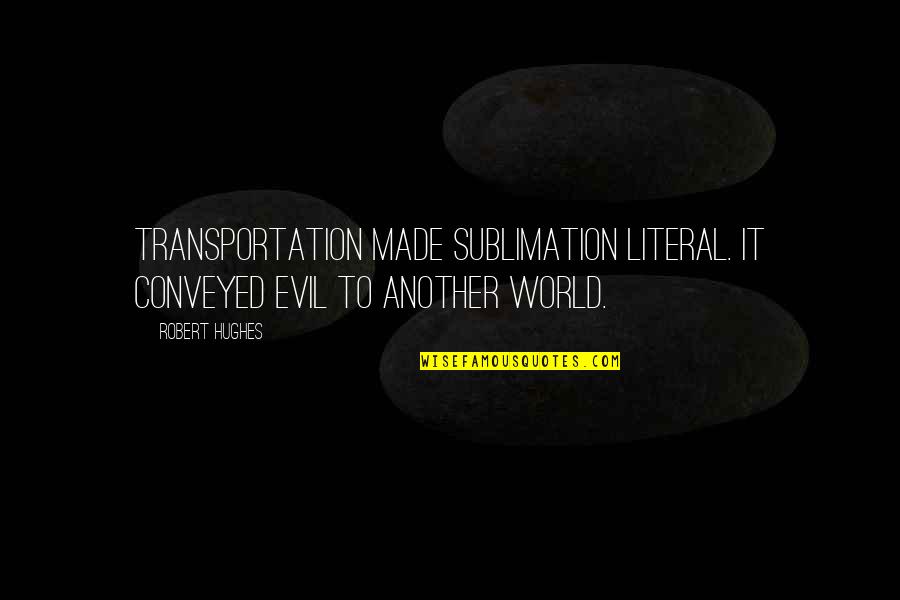 Reflecting On The Past Quotes By Robert Hughes: Transportation made sublimation literal. It conveyed evil to