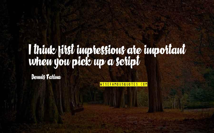 Reflections Of The Past Quotes By Dennis Farina: I think first impressions are important when you