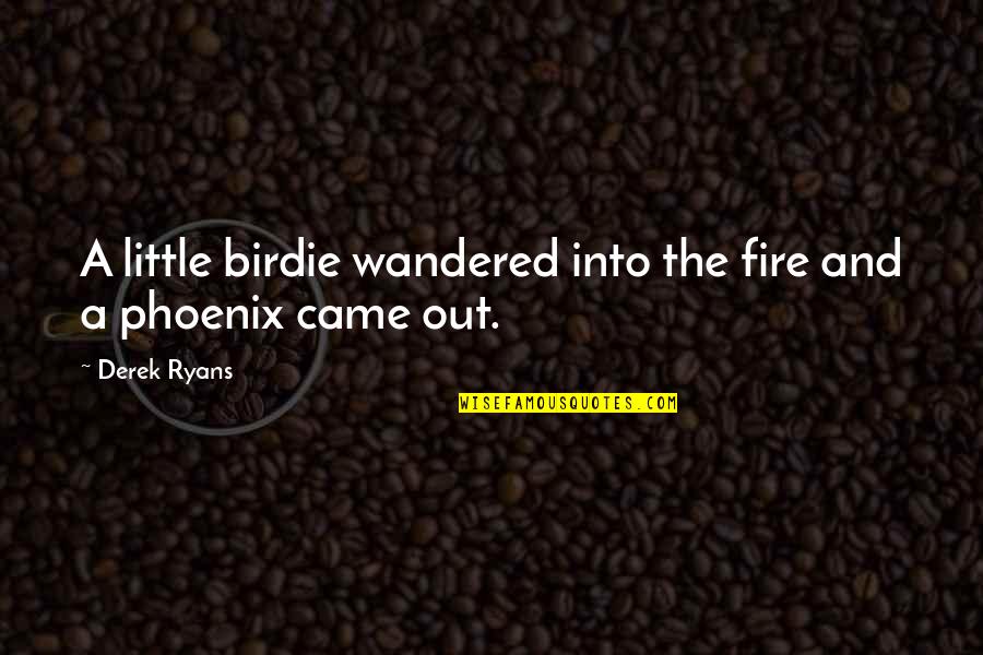 Reflejar Quotes By Derek Ryans: A little birdie wandered into the fire and