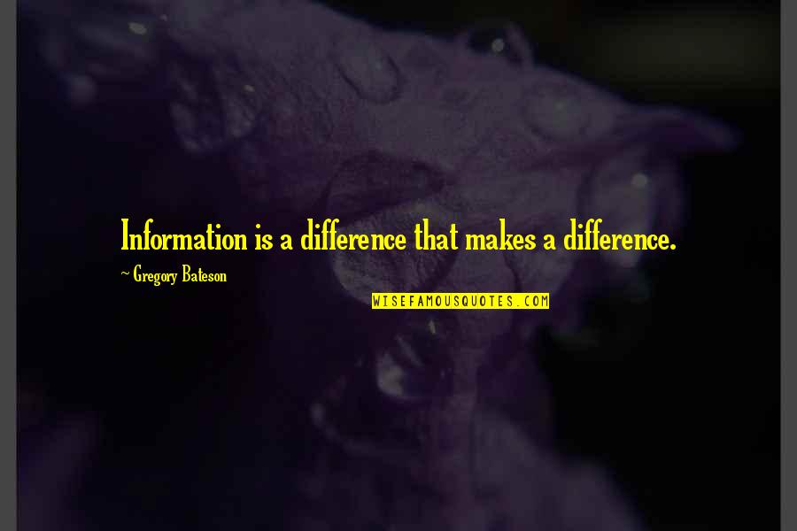 Reflita Em Quotes By Gregory Bateson: Information is a difference that makes a difference.