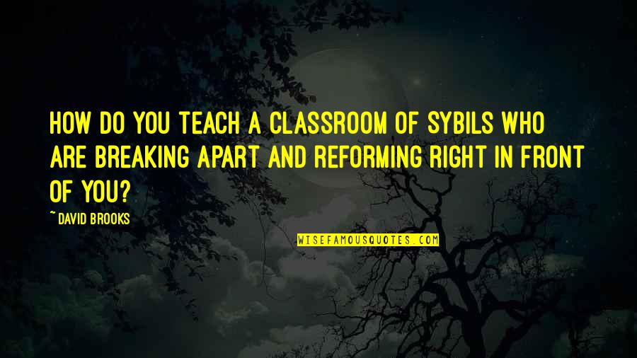 Reforming Education Quotes By David Brooks: How do you teach a classroom of Sybils