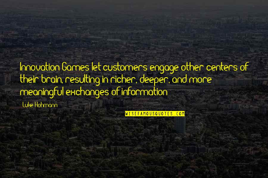Reformist Synonym Quotes By Luke Hohmann: Innovation Games let customers engage other centers of Reformist Synonym Quotes By Luke Hohmann: Innovation Games let customers engage other centers of