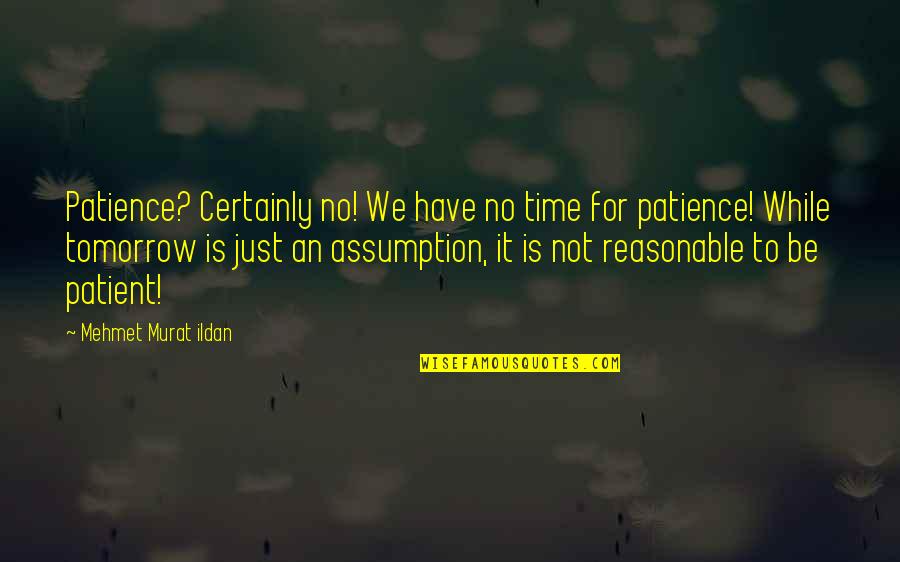 Refraining From Judging Quotes By Mehmet Murat Ildan: Patience? Certainly no! We have no time for